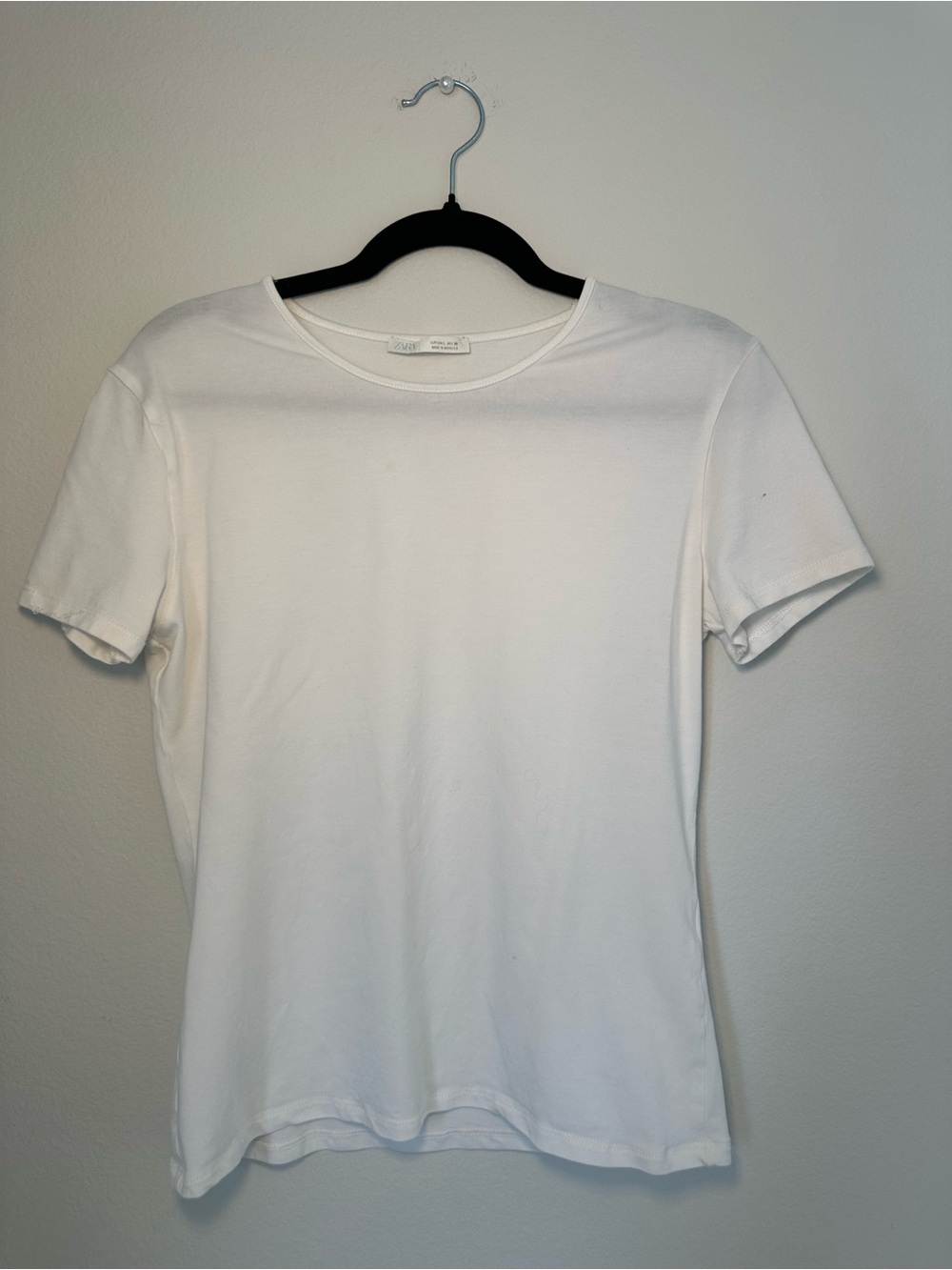 Zara Plain White Short Sleeve Crewneck Tee - Women's Classic Fit